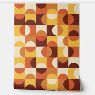 Papier Peint Moderne du milieu du siècle Demi-cercles jaune et 