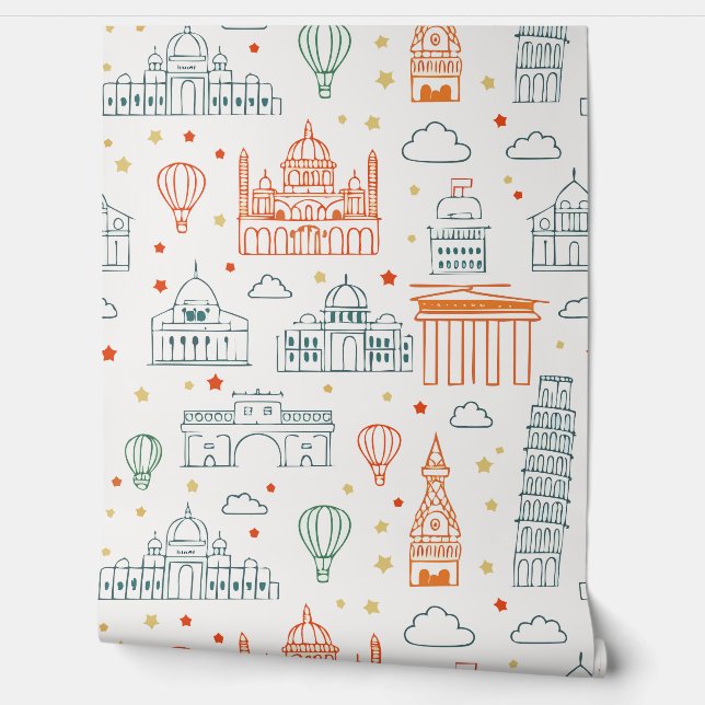 Papier Peint Moderne et élégant monuments européens Wallpaper (Déroulement)