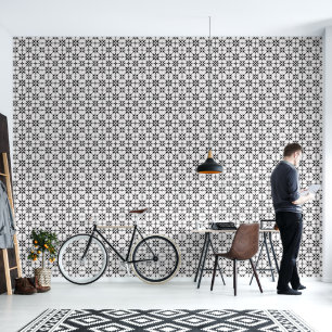Papier Peint Moderne noir blanc géométrique Octagon Chic