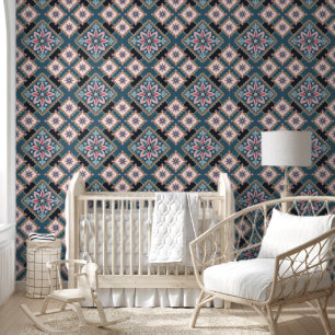 Papier Peint Moderne Pastel Géométrique Floral Motif sans coutu