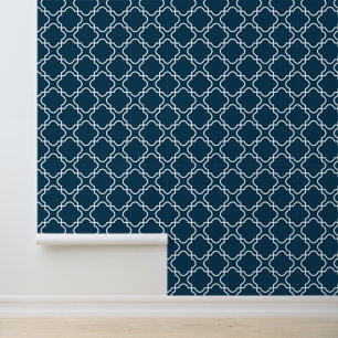 Papier Peint Moderne Quatrefoil Bleu Nuit Tendance