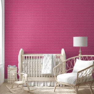 Papier Peint Moderne Rayé Zig Zag Rose