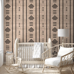Papier Peint Moderne Tendance Africaine Mudcloth Flèches Brun C