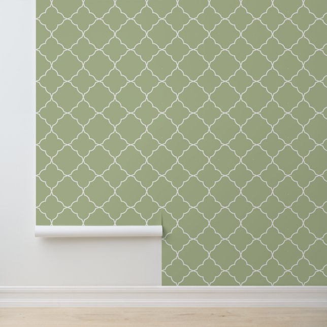 Papier Peint Moderne tendance vert clair Quatrefoil (Application)