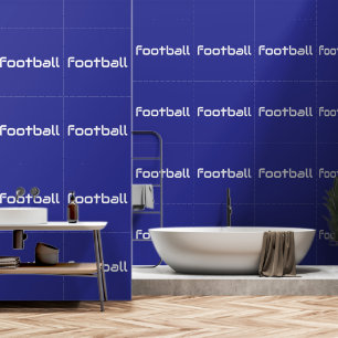 Papier Peint Moderne Texte FOOTBALL Blanc Élégant Sur Fond Bleu