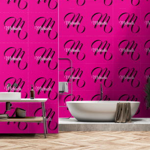 Papier Peint Monogramme initial minimaliste moderne nom rose ch