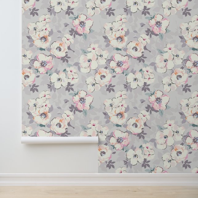 Papier Peint Monogramme | Motif d'aquarelle rose doux (Application)