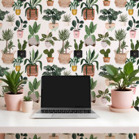 Monogramme Plante folle Lady Aquarelle Plantes Pot