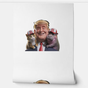 Papier Peint Moo Deng 24 Trump's Wild Ride with Cat and Hippo !