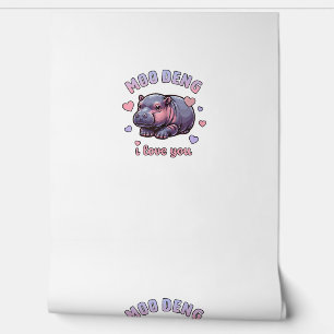 Papier Peint Moo Deng l'amusant Baby Pygmy Hippo mignonne Hippo