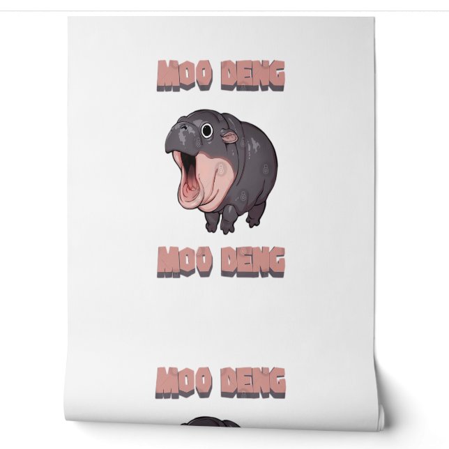 Papier Peint Moo-Deng le T-shirt Hippo bébé (Déroulement)