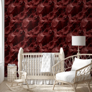 Papier Peint Moody Agate Henné sang rouge grenat bijou ton