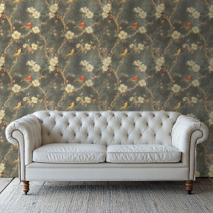 Papier peint Moody Floral avec fleurs et oiseaux