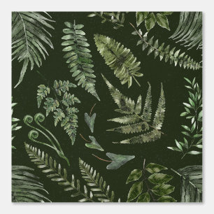 Papier Peint Moody Forest Vert foncé Aquarelle botanique
