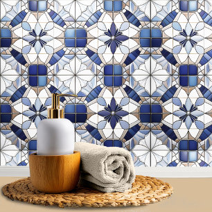 Papier Peint Mosaic Marocain Carrelage Motif#2 Bleu Blanc ID107