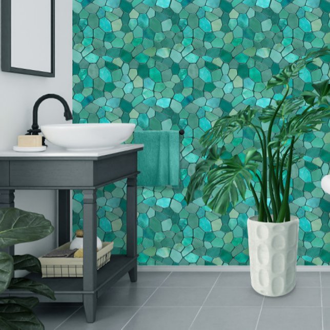 Papier Peint Mosaïque Cyane Aquamarine (Créateur téléchargé)