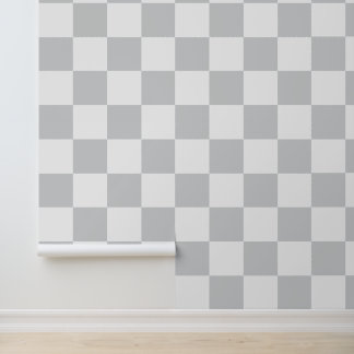 Papier Peint Motif à carreaux gris et blanc