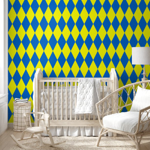 Papier Peint Motif à carreaux Harlequin bleu jaune 
