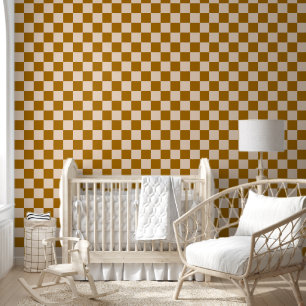 Papier Peint Motif à carreaux marron et beige