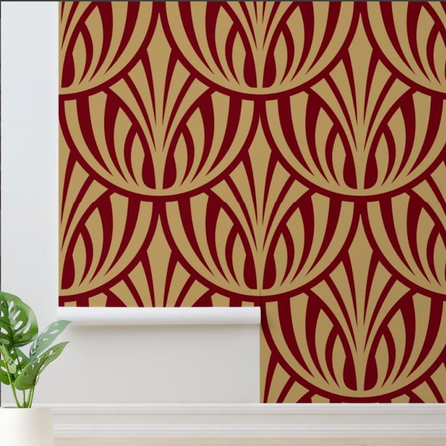Papier Peint Motif à échelle de poisson de feuillage Art déco v (Créateur téléchargé)