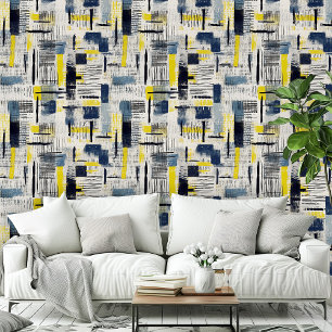 Papier Peint Motif à éclos de Croix Bleue Noire moderne