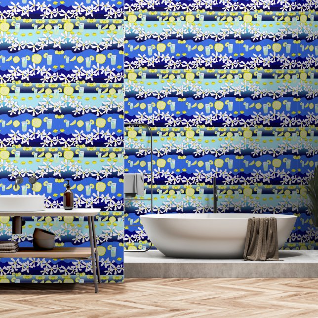 Papier Peint Motif à fleur de citron citron de Lemonade (Salle de bain)
