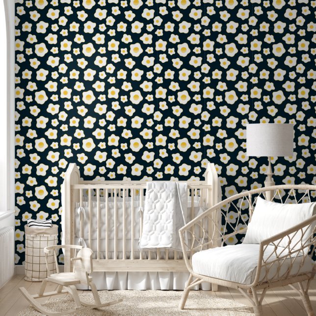 Papier Peint Motif à fleurs aux oeufs frits mignons (Enfants)