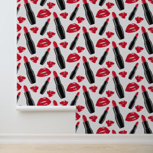Papier Peint Motif À Pointe Polka Lipstick Et Lips