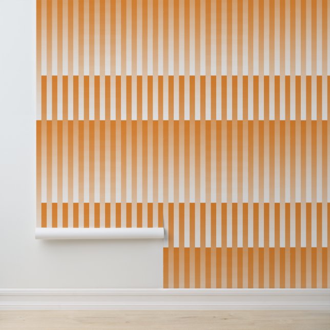 Papier Peint Motif à rayures blanches orange (Application)