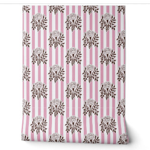 Papier Peint Motif à rayures de fleurs de souci rose