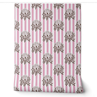 Papier Peint Motif à rayures de fleurs de souci rose