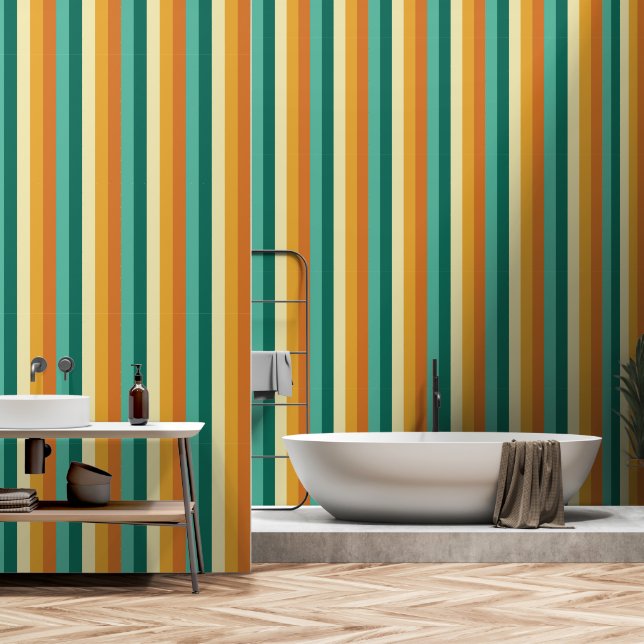 Papier Peint Motif à rayures des années 70 (Salle de bain)