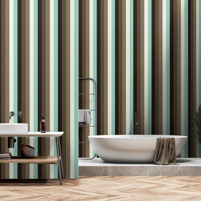 Papier Peint Motif à rayures des années 70 (Salle de bain)
