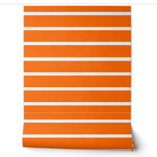 Papier Peint Motif à rayures orange et blanc