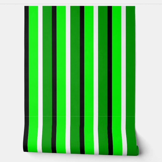 Papier Peint Motif à rayures vert foncé et clair (Déroulement)