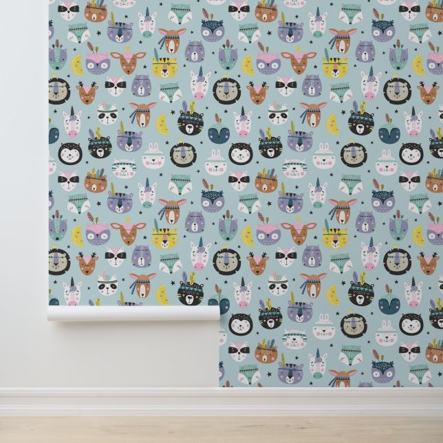 Papier Peint Motif à visage tribal migte (Application)