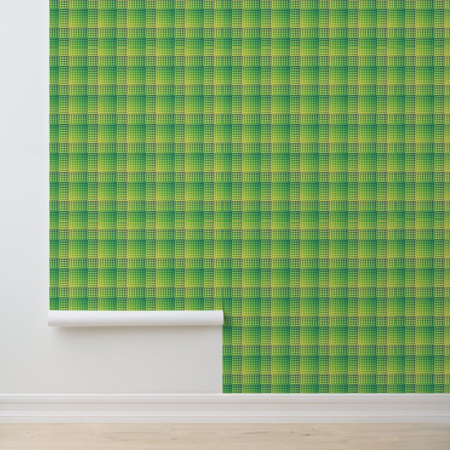Papier Peint Motif Abstrait à Damier Vert Bleu (Application)