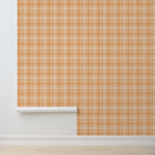 Papier Peint Motif Abstrait Damier Orange Blanc