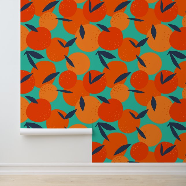 Papier Peint Motif Abstrait de fruits orange (Application)