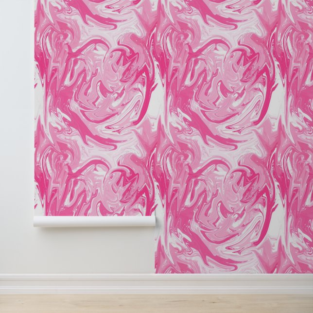 Papier Peint Motif Abstrait en marbre blanc et rose (Application)