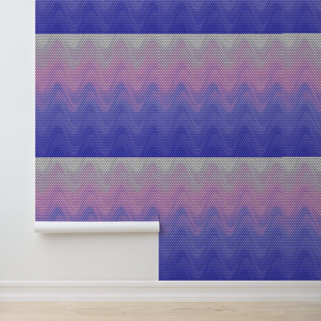 Papier Peint Motif Abstrait Hexagon violet rose (Application)