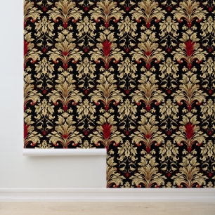 Papier Peint Motif Abstrait Red Golden