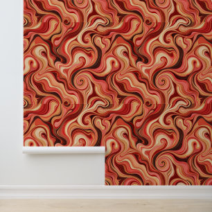 Papier Peint Motif Abstrait rouge et or