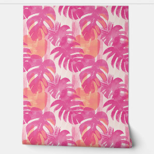 Papier Peint Motif abstrait simple avec feuilles de monstera, f