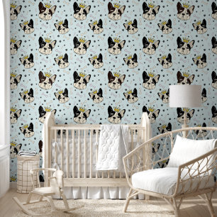 Papier Peint Motif animal cool - Chien taureau mou avec Couronn