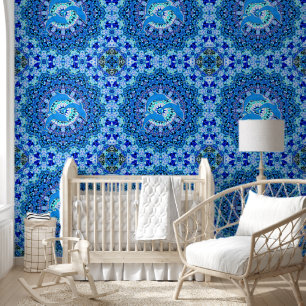 Papier Peint Motif animal cool - Mandala Dolphins 1