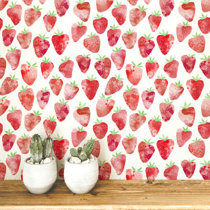Papier Peint Motif aquarelle moderne de fraise