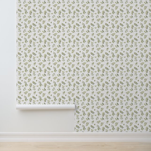 Papier Peint Motif aquarelle Olive Garden (Application)