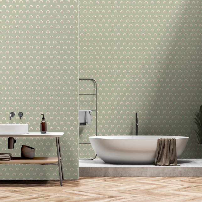 Papier Peint Motif arc-en-ciel Boho, Peel et Stick (Salle de bain)