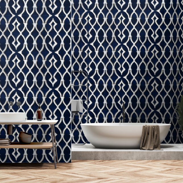 Papier Peint Motif argenté élégant (Salle de bain)